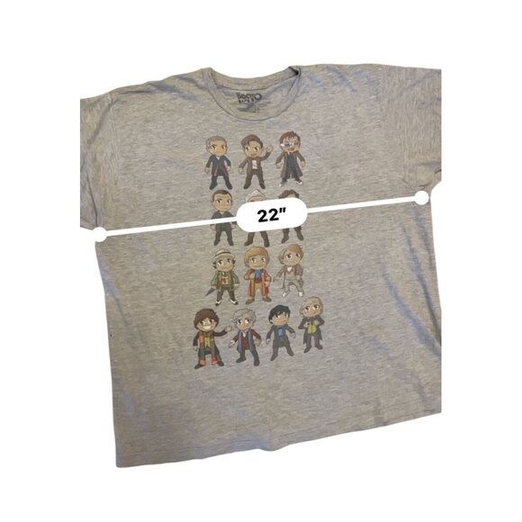 T-Shirt Men's 2XL size Doctor Who BBC 13 Doctors on Gray cartoon big head - Picture 2 of 6